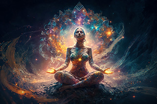 Empath clearing and grounding her energy for psychic protection