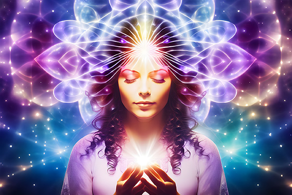 Spirtual woman deliberatley creates new reality with the power of her mind