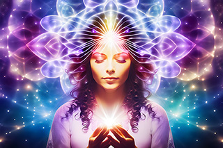 Spirtual woman deliberatley creates new reality with the power of her mind